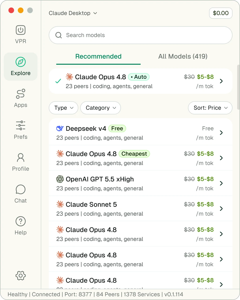 AntSeed VPR · model market