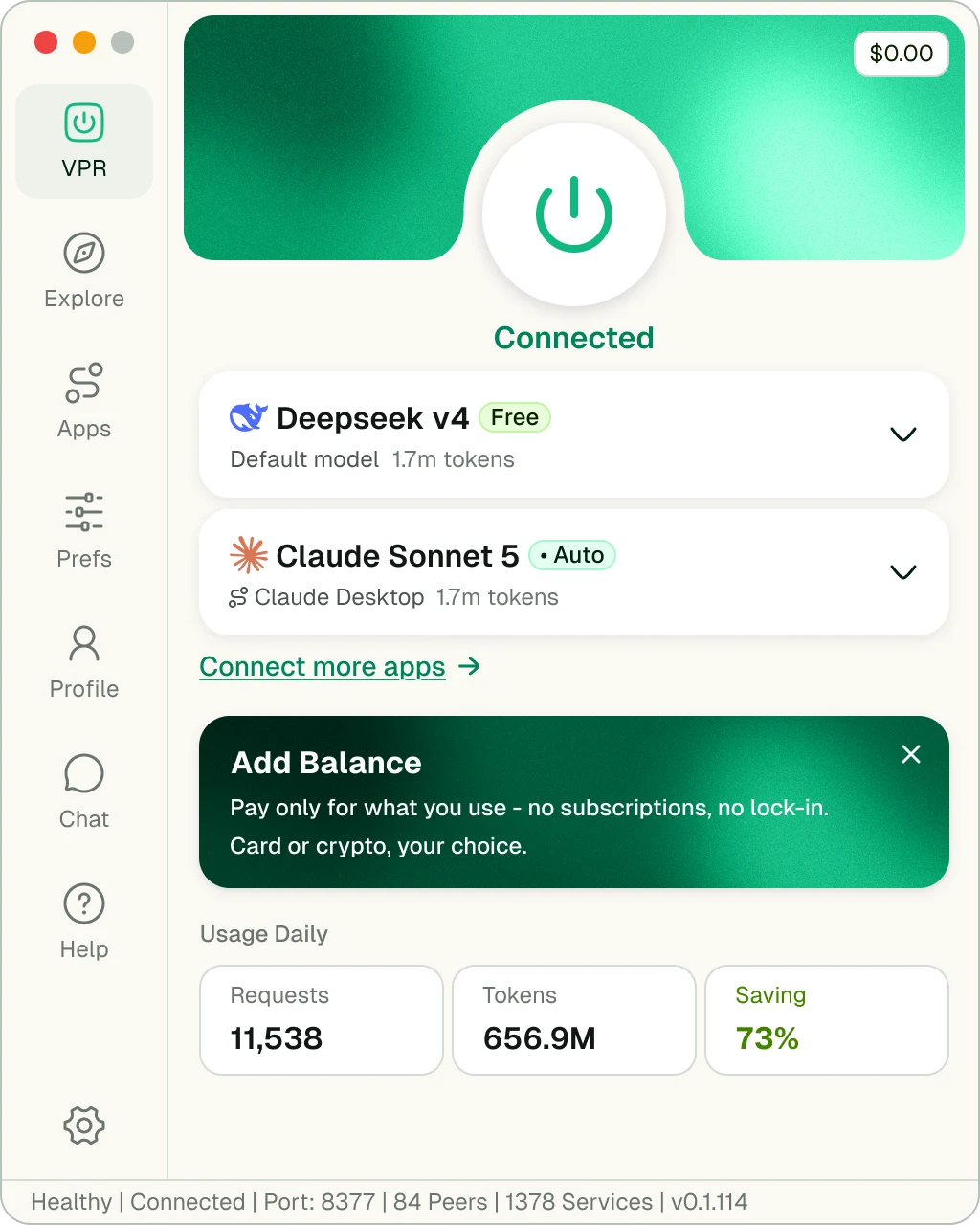 AntSeed VPR · running with usage