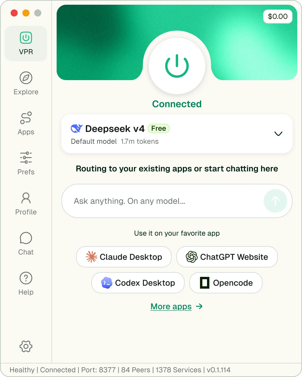 AntSeed VPR · connected