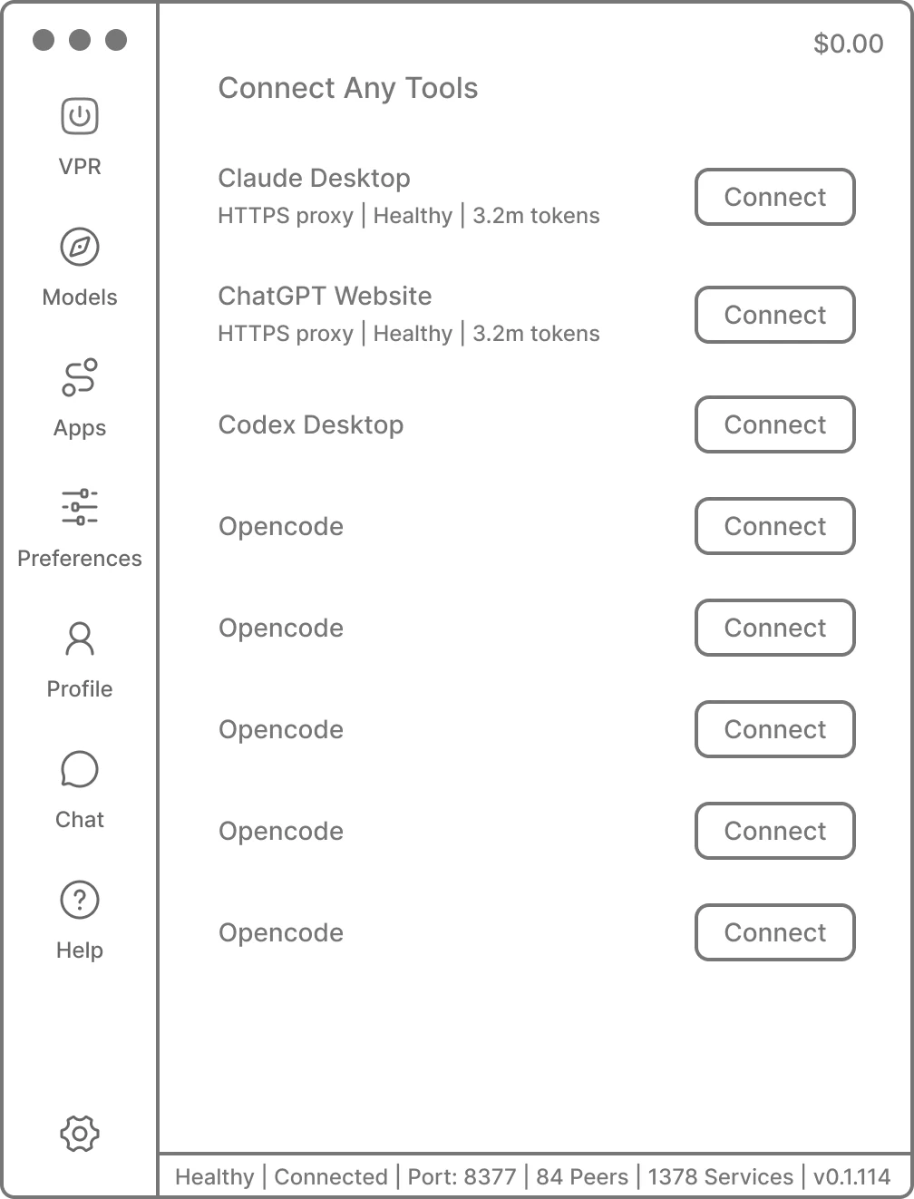 Wireframe: Tools